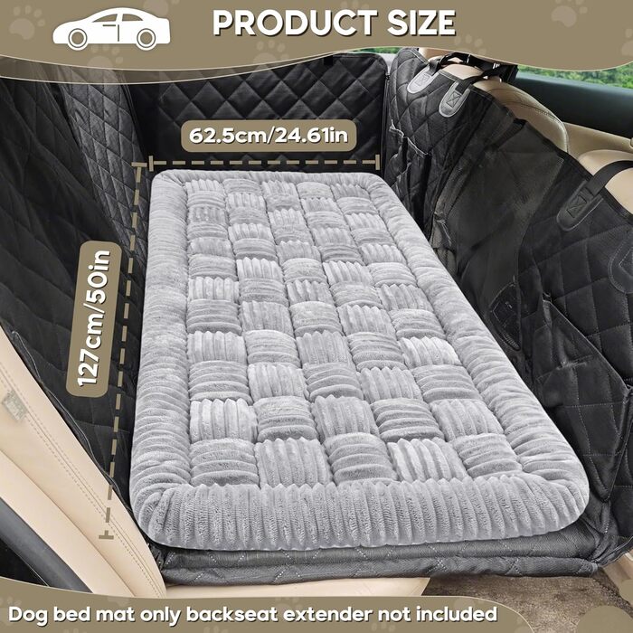 Килимок для собак у машину Loiion, захист заднього сидіння, антиковзаючий, легко миється, 127x62.5 см, сірий
