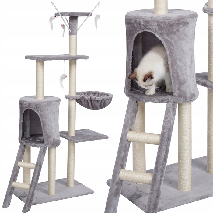 Високий ігровий комплекс для котів Springos 101: дряпачка, лежанка та стовпчик (160 см)