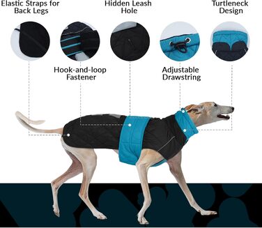 Тепла куртка для грейхаундів та інших породистих собак, флісова підкладка, блакитна