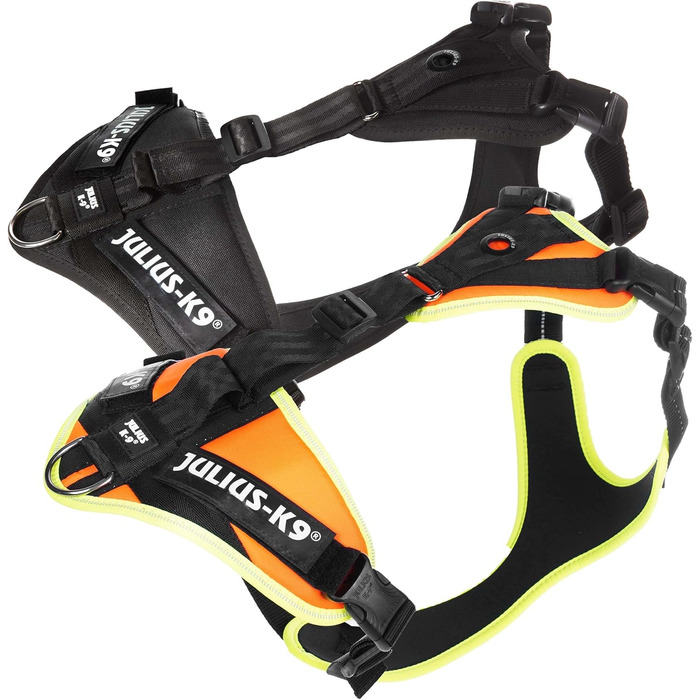 Шлейка для собак Julius-K9 Mantrailing Outdoor L-XL, неонова помаранчева з UV-кантом