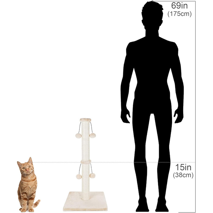 Котячий будиночок Dimaka з натурального сизалю, 73 см, 4 іграшки, для великих котів, бежевий