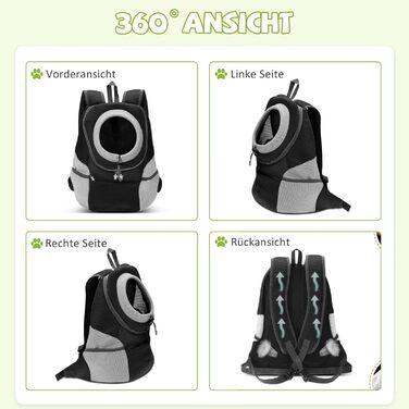 Рюкзак для собак та котів ALLSOPETS, XL, чорний – переноска для тварин для подорожей, вело- та мототуризму