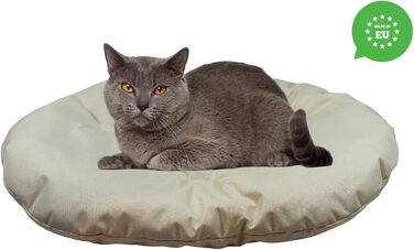 М'який лежак для собак та котів овальної форми, 80 x 58 см, бежевий колір. Лежанка для тварин, килимок, матрац для собак та котів. Можливість прання. Ідеально для переносних кліток та лежанок.