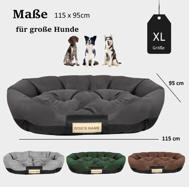 Чорна лежанка для собак XL 115x95 см. Персоналізована, водонепроникна, для дому. Лежанка для великих собак