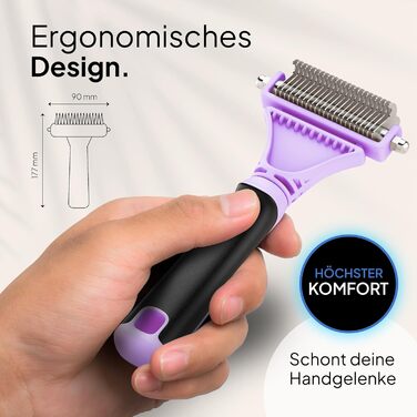 Щітка для котів Pretty Paw® для видалення шерсті, масажна підшерсткова щітка, для довгошерстих та короткошерстих котів, проти ковтунів, лаванда, нова!