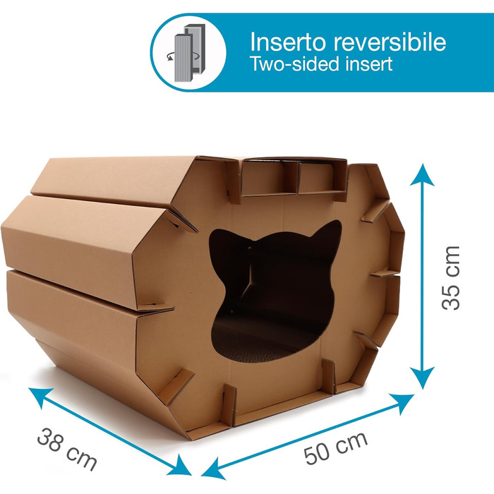 Котячий когтетоп Croci з картону, 2-ярусний, для дорослих котів, 50x38x35 см, 1 шт.