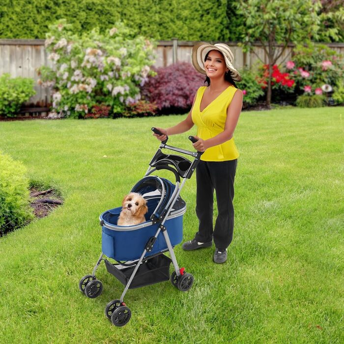 Візок для собак та котів Hundebuggy, складаний, 50 x 60 см, темно-синій