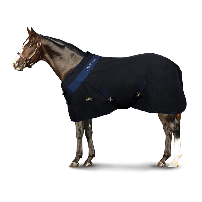 Літня бавовняна попона для коней Maddy 2, легка та дихаюча, з ременями та захистом хвоста, 155 см, чорний/синій