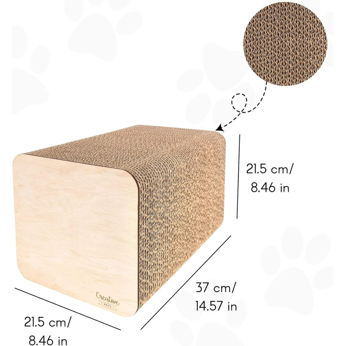Кігтеточка для котів з гофрокартону | Міцна, велика, 2-в-1 (кігтеточка + будиночок) | 37 x 21,5 x 21,5 см