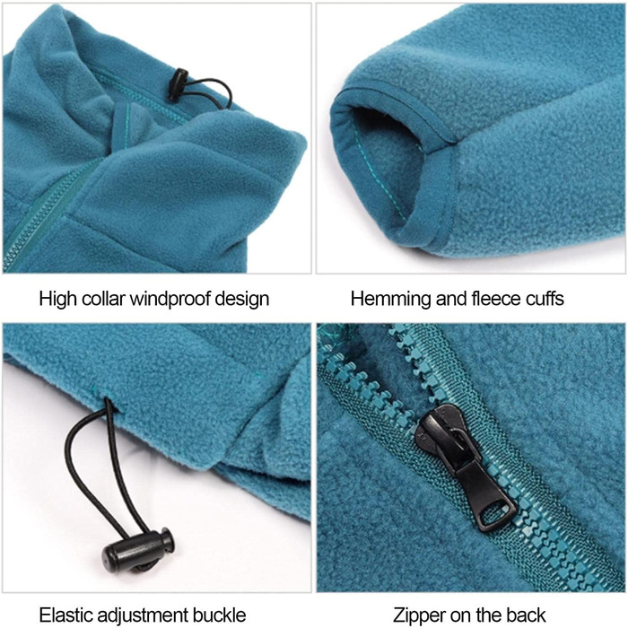Теплий флісовий пуловер для собак з блискавкою, зимовий одяг для собак, вітрозахисні комбінезони для собак, розмір XL (синій). Розмір XL: довжина спини 52 см, обхват грудей 70 см, колір: синій