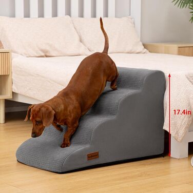 Сходинка для собак та котів на 4 сходинки, сіра, 40 см. Стабільна та з неслизьким покриттям