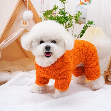 Теплий флісовий халат для собак, зимовий піжамний костюм для цуценят (Помаранчевий, L)