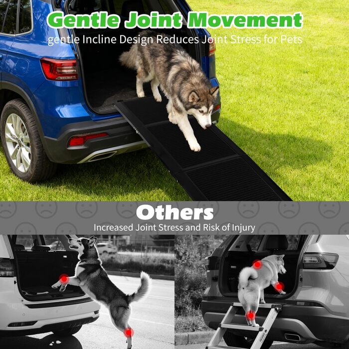 Nobleza Рампа для собак, розкладна, 170 см, антиковзаюча поверхня, для SUV, позашляховиків, вантажівок та сходів, стабільна, для великих та середніх собак до 110 кг