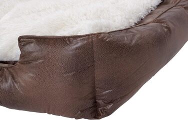 Ліжко для собак DeluxePet 'Schlummer' 100x70 з штучної шкіри, 2в1 з поворотним матрацом, для великих собак, коричневе