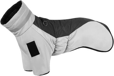 Зимовий теплий одяг для собак - теплий комбінезон з флісовою підкладкою, вітронепроникний, з D-початком, для малих, середніх та великих собак (Сіро-чорний, XL)