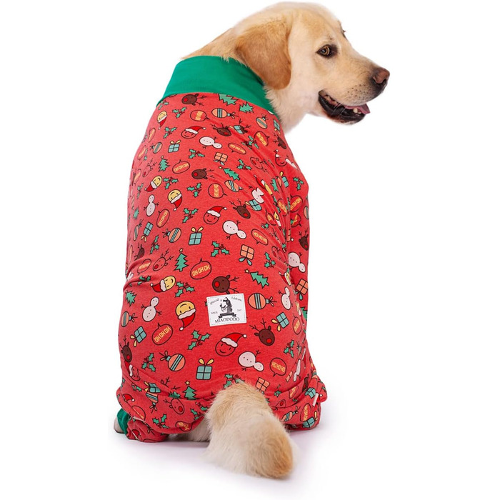 Комбінезон для собак великих порід BT Bear, захист суглобів, піжама для собак, теплий комбінезон для собак середніх та великих порід (5XL, червоний, на Новий Рік)