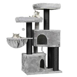 Котячий будиночок MSmask XXL: стабільний котячий будиночок з сизалевими стовпцями, 2 оглядові платформи, сірий/чорний колір