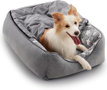 Крісло-будиночок для собак та котів, 53x50x17 см, сірий. Знімна подушка, тепле та м'яке, підходить для маленьких тварин