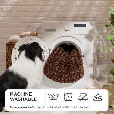 Крісло-лежанка для собак середніх порід BEDSURE - миюче, 71x50x7 см, м'яке, з антиковзною основою (84x54x7 см, Коричневе)