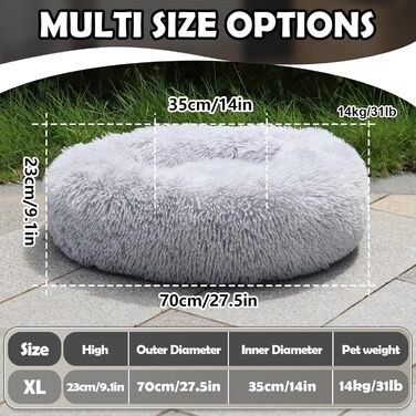 Кругле ліжко для собак та котів середнього та великого розміру, 70x70 см, сіре, MDDK