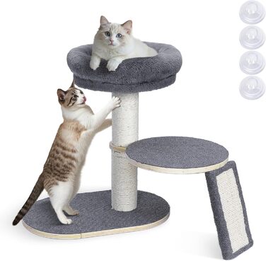 Кігтеточка для котів Eukue велика, 80 см з платформою, мотузкою з сизалю та стійкою основою. Підходить для кошенят та дорослих котів. Комплект кігтеточок (білий/сірий)