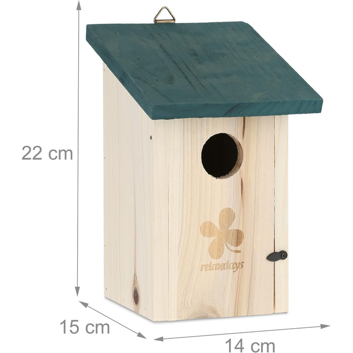 Кормушка для птахів Relaxdays з отвором 35 мм, на кришці, для синиць та зябликів, підвісна, зелений колір