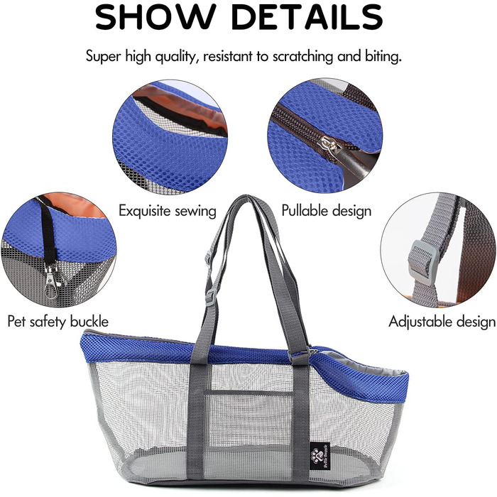 PETCUTE Сумка-переноска для собак та котів, блакитна, до 4 кг