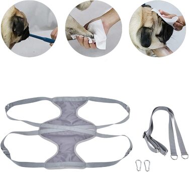 Гамак для грумінгу домашніх тварин, для собак та котів середніх та маленьких порід, сірий. Гамак-тримач для грумінгу, підходить для стрижки нігтів, миття та чищення вух