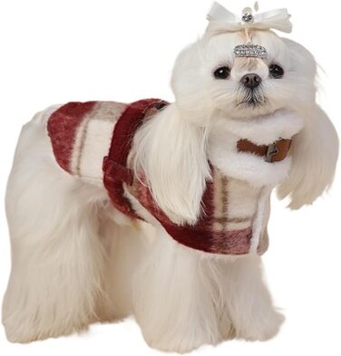 Вовняний теплий зимовий плащ для собак з червоним флісовим підкладкою, розмір L, червоний