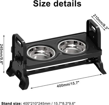 Підвищена годівниця для собак Felenny, регульована висота, 4 рівні, без розливання, повільний диспенсер води для собак та котів