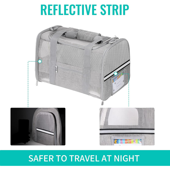 Транспортна переноска для котів та собак велика, сіра, складна, з м'якими боковинами