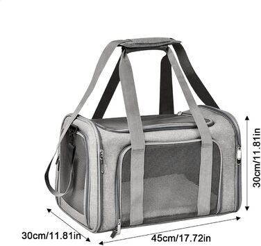 Транспортна переноска для собак та котів, складана, сіра. Зручна переноска-сумка для маленьких собак та котів. Дихаюча переноска для тварин.